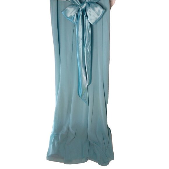 NWT $135 David's Bridal Womens 12 Long Chiffon Formal Gown Bridesmaid Pool Blue - Picture 5 of 11